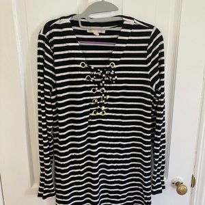 Michael Kors striped black and white top